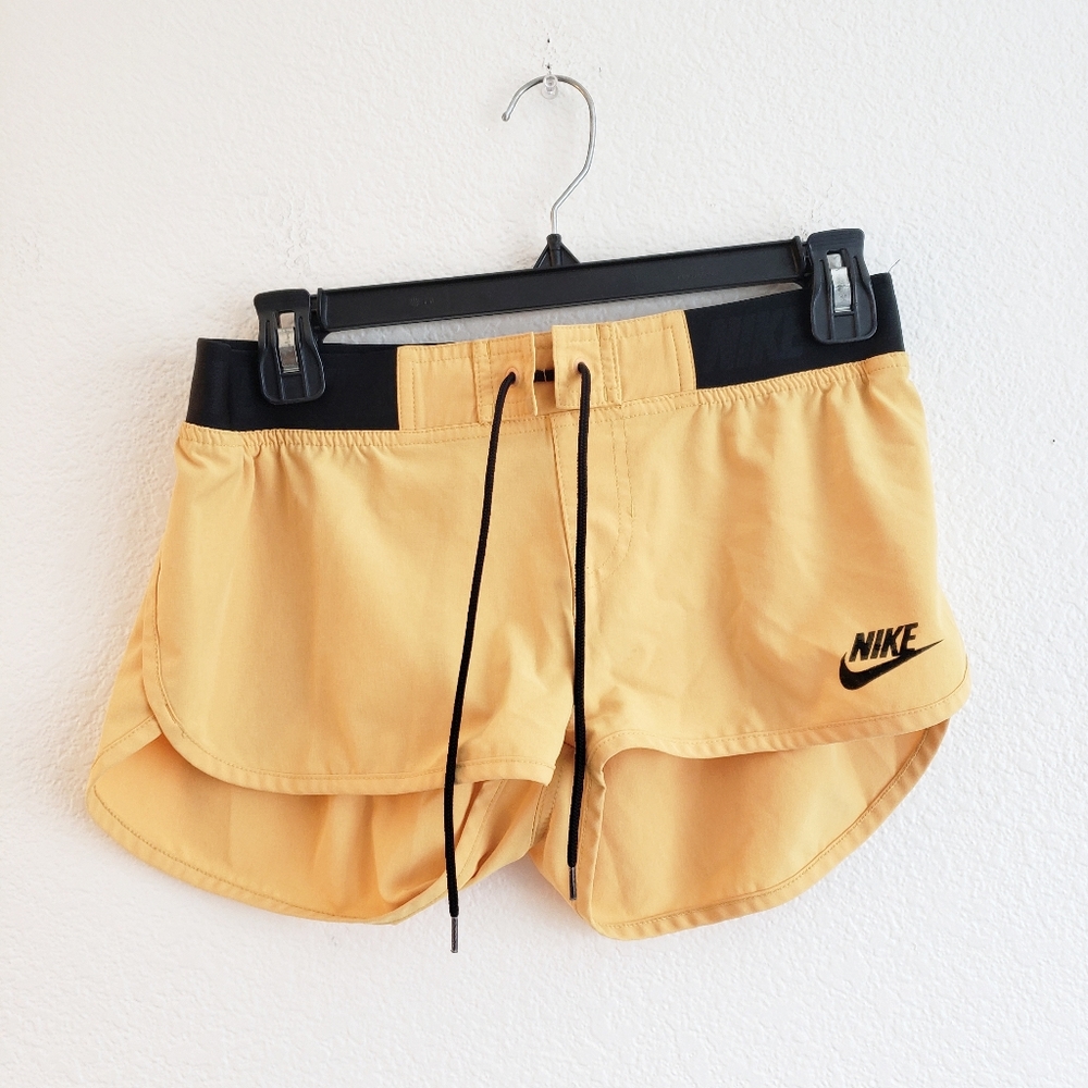 Nike Yellow Mustard Drawstring Small Shorts Y2K - Picture 1 of 5